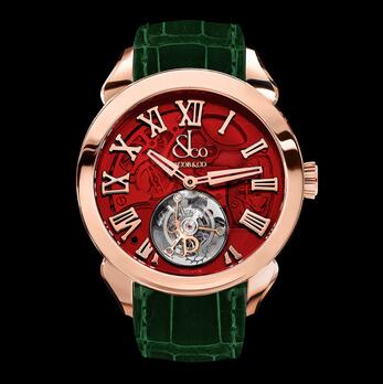 Jacob & Co. Palatial Flying Tourbillon Hours & Minutes Rose Gold (Red Mineral Crystal) PT520.24.NS.QB.A Replica Watch